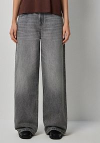 Grafitowe jeansy baggy straight fit z regulacją w pasie House szare damskie 372GE-90J