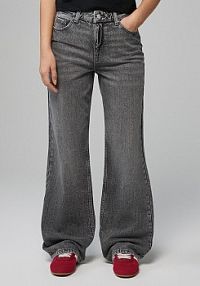 Grafitowe jeansy straight fit hight waist House szare damskie 374GE-90J