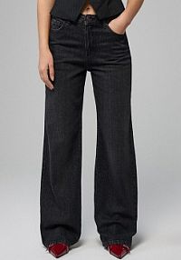 Jeansy straight fit hight waist House czarne damskie 374GE-99J