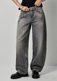 Jasno jeansy barrel fit z niskim stanem House szare damskie 385GE-09J