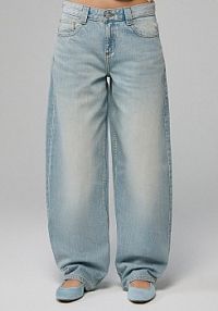 Jasno jeansy barrel fit z niskim stanem House niebieskie damskie 385GE-50J