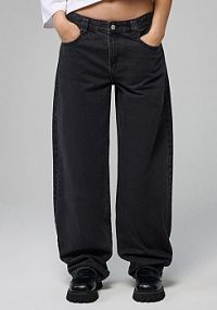 Janoszare jeansy barrel fit z niskim stanem House czarne damskie 385GE-99J