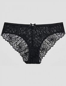 Koronkowe figi z kokardką i srebrnym detalem House czarne 534HI-99X