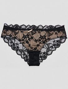 Figi z koronką w kwiatowy wzór House czarne 535HI-99X