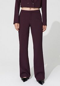 Bordowe eleganckie spodnie dzwony mid waist House brązowe damskie 690GB-93X