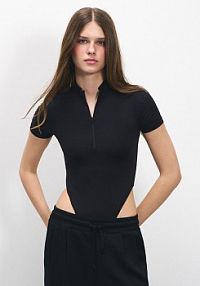 Body ULTRAFLEX z krótkim rękawem i stójką na zamek House czarne 719GP-99X