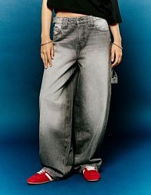 Grafitowe jeansy balloon fit carpenter House szare damskie 734FV-90J