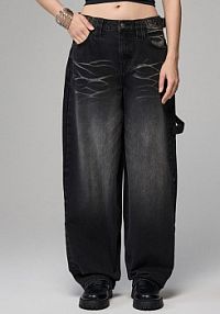 Jeansy balloon fit carpenter House czarne damskie 734FV-99J