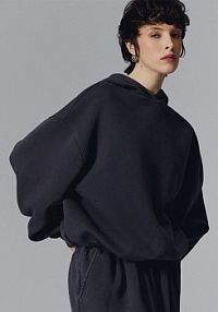 Bluza bombka z kapturem i efektem acid wash House czarna damska 749GE-99X