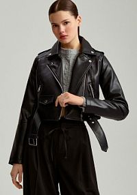 Kurtka biker z paskiem House czarna damska 775CJ-99X