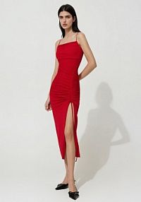 Sukienka midi bodycone ze ściągaczem House czerwona 809GC-33X