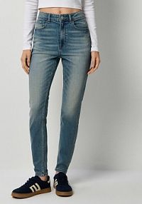 Niebieskie jeansy skinny fit z wysokim stanem House fioletowe damskie 937CK-57J