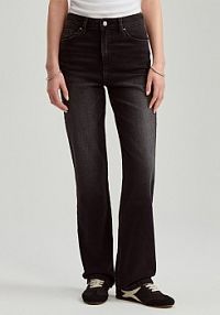 Jeansy straight fit z wysokim stanem House czarne damskie 941CK-99J