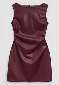 Bordowa sukienka mini bodycone z imitacji skóry House brązowa 973GP-93X