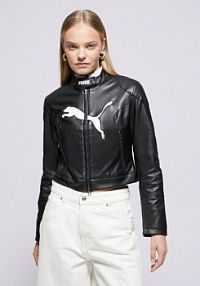 Kurtka przejściowa Puma czarna damska Future..archive Pleather Racer Jacket
