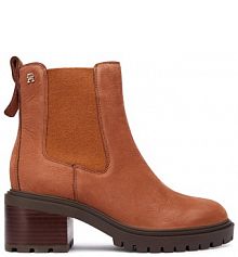 Botki na obcasie Tommy Hilfiger brązowe