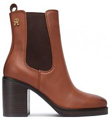 Botki na obcasie Tommy Hilfiger brązowe