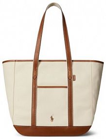 Torebka shopperka Polo Ralph Lauren kremowa