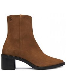 Botki na obcasie Calvin Klein brązowe