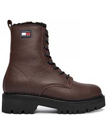 Trapery Tommy Jeans brązowe damskie