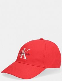 Czapka z daszkiem Calvin Klein  czerwona damska LV04K5026G