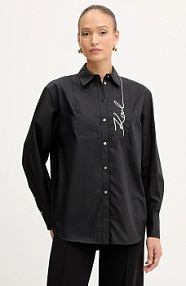 Koszula z długim rękawem Karl Lagerfeld  czarna A4W11014