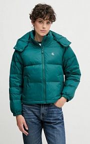 Kurtka puchowa Calvin Klein Jeans  turkusowa damska LV047D501G
