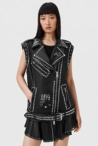 Kurtka skórzana AllSaints  czarna damska W051LC