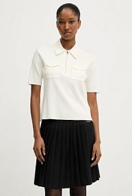 Koszulka polo Karl Lagerfeld  beżowa damska A3W18021