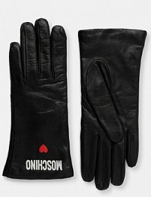 Rękawiczki skórzane Moschino  czarne M3355.65458