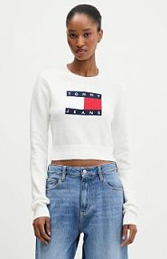 Sweter Tommy Jeans  beżowy damski DW0DW21690