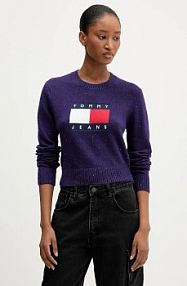 Sweter Tommy Jeans  fioletowy damski DW0DW21690