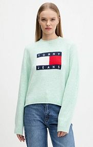 Sweter Tommy Jeans  turkusowy damski DW0DW21782