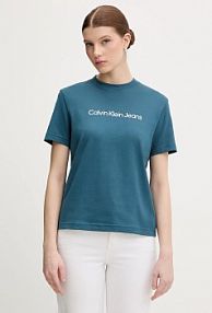 T-shirt Calvin Klein Jeans  turkusowy damski LV047C912G