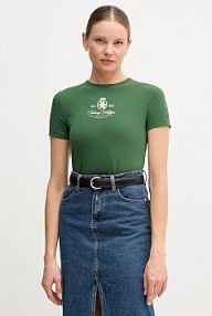 T-shirt Tommy Hilfiger  zielony damski WW0WW47316