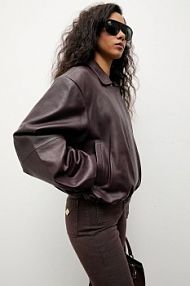 Kurtka skórzana Answear.LAB  bordowy damska WA25-KPD109