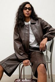 Kurtka skórzana Answear.LAB  brązowa damska WA25-KPD109