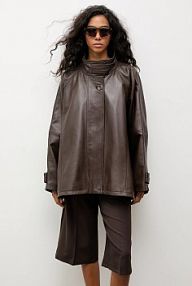 Kurtka skórzana Answear.LAB  brązowa damska WA25-KPD110