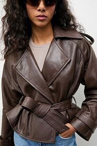 Kurtka skórzana Answear.LAB  brązowa damska WA25-KPD111