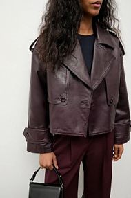 Kurtka skórzana Answear.LAB  bordowy damska WA25-KUD040