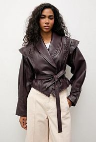 Kurtka skórzana Answear.LAB  bordowy damska WA25-KUD053