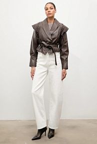 Kurtka skórzana Answear.LAB  brązowa damska WA25-KUD053