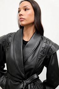 Kurtka skórzana Answear.LAB  czarna damska WA25-KUD053