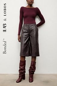 Spodnie skórzane Answear.LAB  bordowy WA25-SPD052