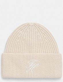 Czapka zimowa Tommy Hilfiger  beżowa damska AW0AW18515