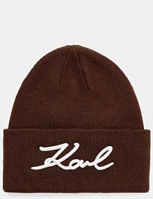 Czapka zimowa Karl Lagerfeld  brązowa damska B1W33016