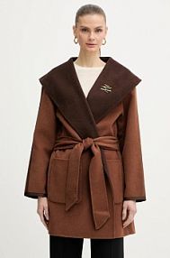 Płaszcz Karl Lagerfeld  brązowy damski B1W15038