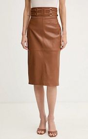 Spódnica skórzana Elisabetta Franchi  brązowa GP09Z61E2