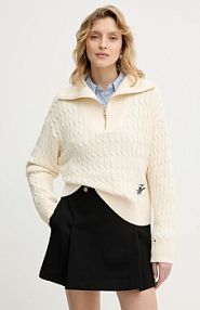 Sweter Tommy Hilfiger  beżowy damski WW0WW47643