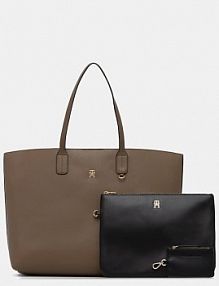 Torebka shopperka Tommy Hilfiger  beżowa AW0AW18173